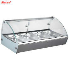 Front Curved Glass Electric Warming Food Display Plate Warmer with Gn Pan